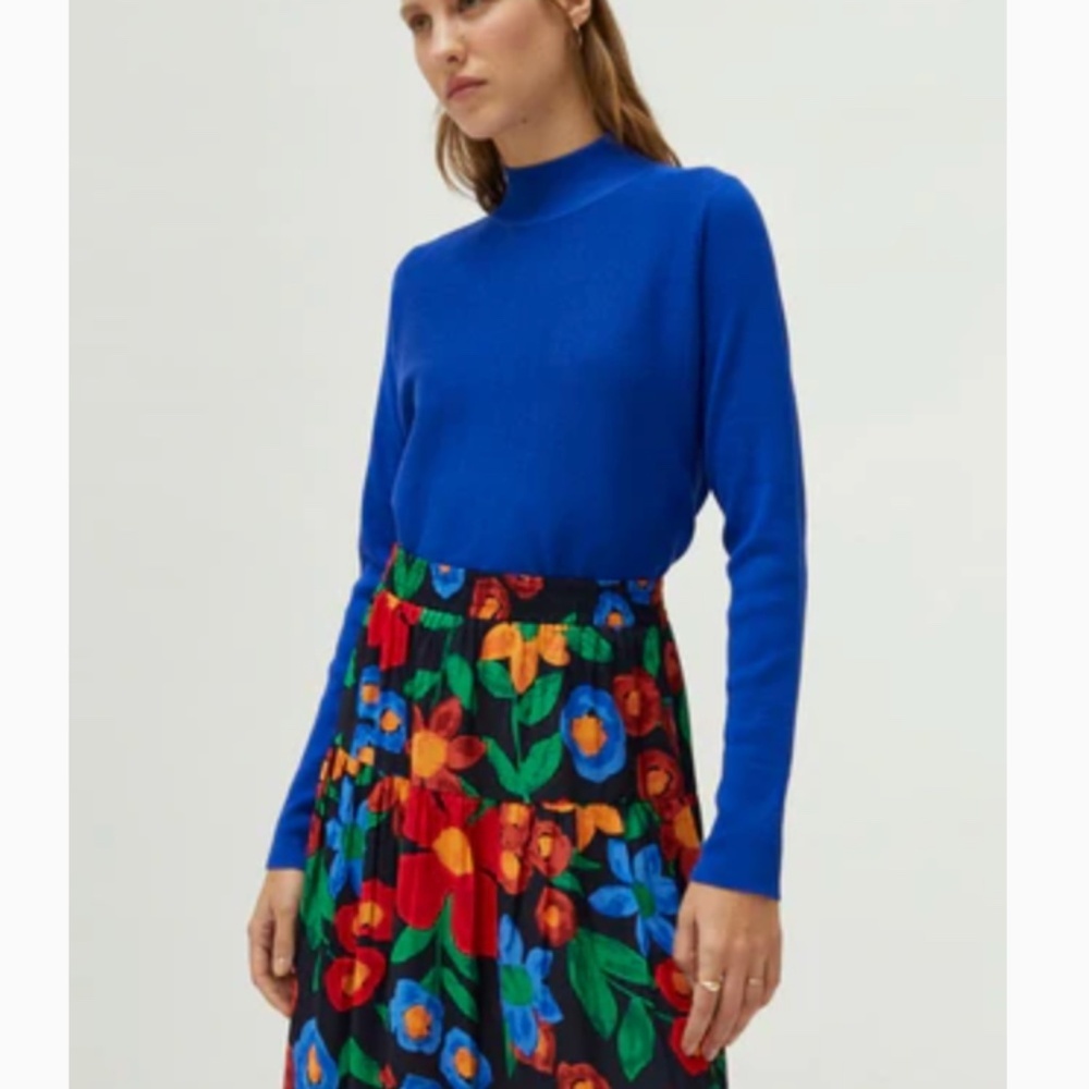 Compañía Fantástica Blue Mock Neck Viscose Sweater, Large